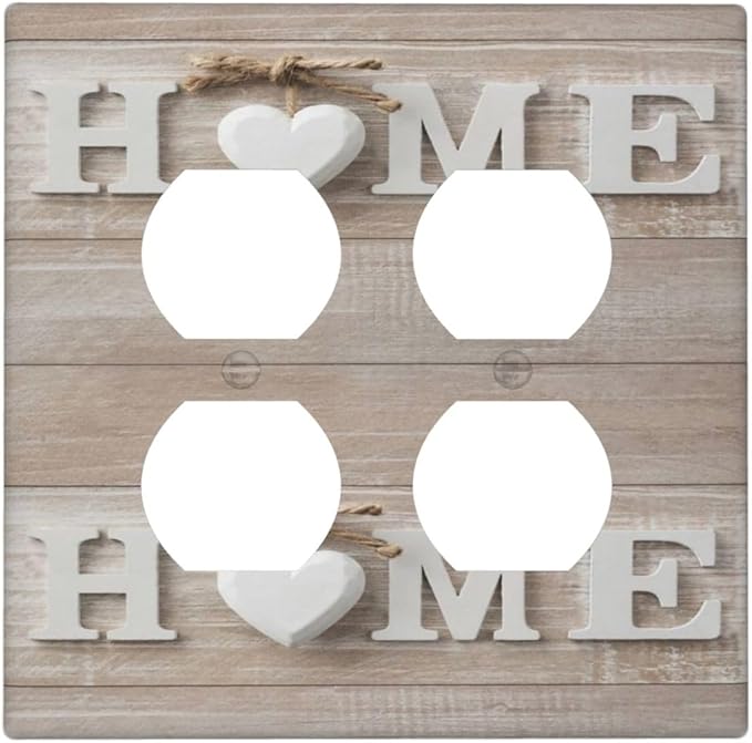 Country Lodge Sweet Home Family Countryside 2-Gang Device Duplex Wall Plate, Romantic Farmhouse Wood Sign Letter Decorative Two Gang Double Duplex Receptacle Socket Outlet and Light Switch Cover Plate