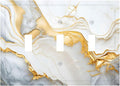 Exquisite White Gold Marble Abstract Luxurious Print Decorative Switch Plates 3 Gang Wall Plate Triple Toggle Light Switch Cover Faceplate Electrical Wall Panels for Bathroom Kitchen Decor