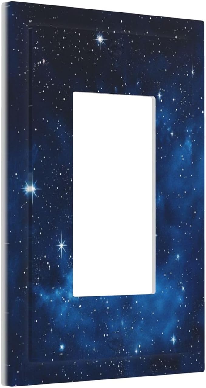 Outlet Covers Galaxy Starry Sky Universe Sparkle Stars 1 Gang Single Rocker Light Switch Cover Plate Decorative GFCI Wallplates Socket Cover Electrical Switch Plate Covers for Bathroom Bedroom