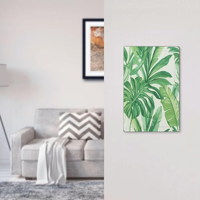 Light Switch Cover Plate Tropical Palm Tree Leaf Green Plant 1 Gang No Device Blank Electrical Wall Plates Faceplate Decorative Switch Plate For Bed Room Living Room Decor