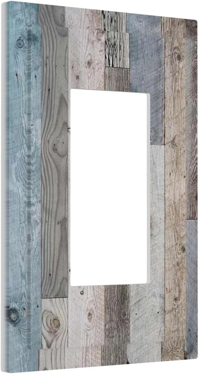 Decorative Rustic Western Kitchen Wood 1 Gang Decorator Light Switch Cover Cabin Barn Vintage Wooden GFCI/Rocker Wall Plate Farmhouse Outlet Receptacle Switchplate Faceplate Cover for Dimmer