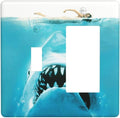 Beach Shark Oceanjaws Movie Vintage Look Outlet Covers 1 Toggle 1 Rocker Combination Decorative Wall Plate Electrical Switch Plates Light Switch Cover Plate for Bathroom Kids Room Decor