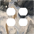 Outlet Covers Black Gold Swirl Fluid Painting Marble 2 Gang Double Duplex Decorative Light Switch Covers Electrical Wallplates Socket Faceplate For Bathroom Kitchen Decor