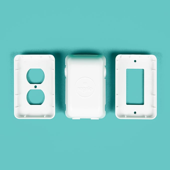 Regalo Safety Outlet Covers for Baby Proofing, Child Proof Wall Outlet Cover Guard with Space for Cords – Fits Standard & Single Outlets (2 Pack, White)
