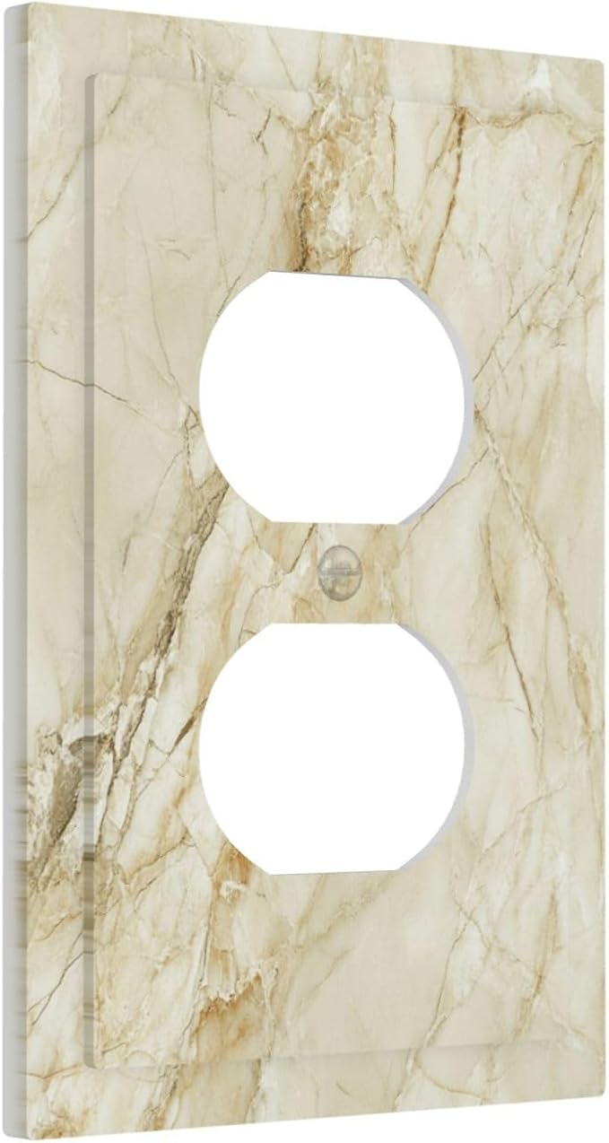 Outlet Covers Creamy Beige Marble Abstract Minimalism 1 Gang Duplex Light Switch Cover Plate Decorative Wall Plates Socket Cover Electrical Switchplate for Bathroom Home Decor
