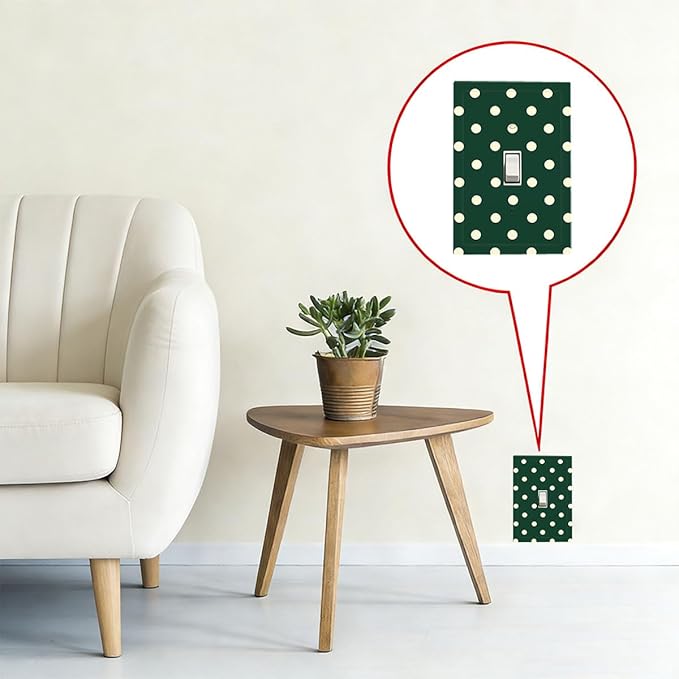 Hunter Green Polka Dot 1-Gang Toggle Light Switch Plate, Retro Preppy Vintage Emerald Dot Decorative Wall Plate for All Room Home Decor