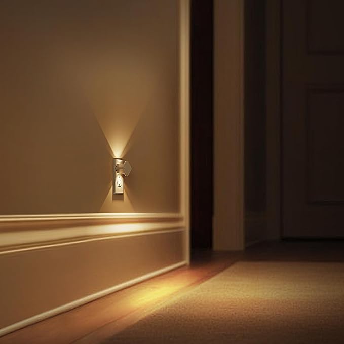 L LOHAS LED Night Lights Plug into Wall,[2-PACK] Plug in Night Light with Light Sensor,Auto ON/OFF, Brightness Adjustable,Soft White 3000K,for Hallway Bedroom Bathroom