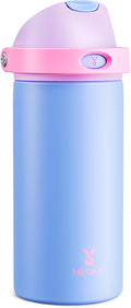 18 oz Insulated Water Bottle for Sports: Meoky Kids Water Bottle with 2-in-1 Straw and Spout Lid - Leak Proof, Cold for 24 Hours, Fits in Car Cup Holder for Girls School Travel, Hydrangea