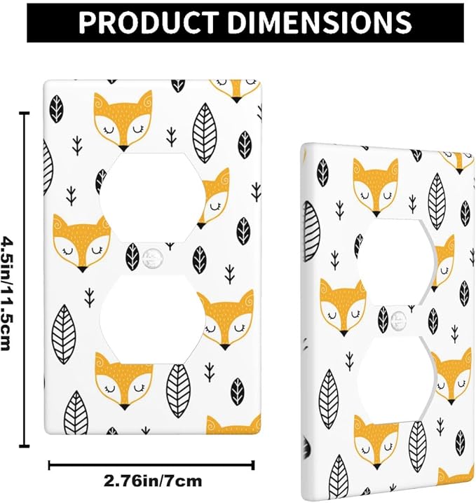Boho Fox Cartoon Wall Plate Cover Woodland Fox Nursery Outlet Covers 1-Gang Switch Plug Duplex Cover Home Bedroom Bathroom Kitchen