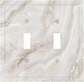 Abstract Luxury White Marble Texture Decorative Switch Plates 2 Gang Double Toggle Outlet Light Switch Cover Wall Plate Electrical Faceplate for Bathroom Kitchen Living Room Decor