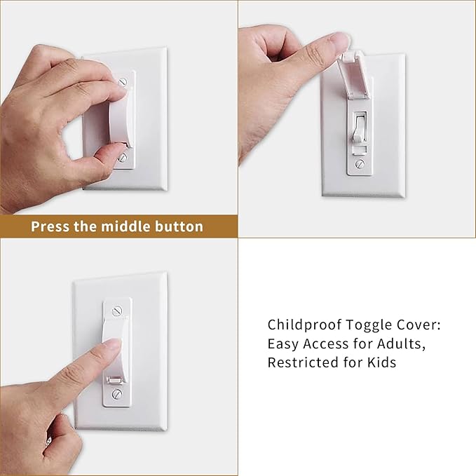 Light Switch Cover Guard, Child Proof Switch Guard 4 Pack for Toggle Switch, Prevent Kids from Turning Lights On/Off, Easy Install Wall Switch Protector (White)