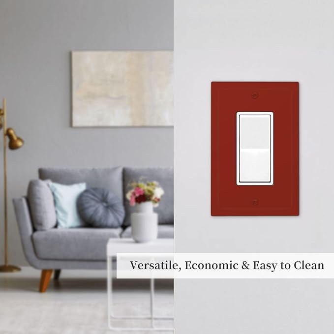 Decorative Thick Maroon Red 1 Gang Decorator Light Switch Wall Plate Cover Electrical Solid Colored Brown Wine Grape Red GFCI/Rocker Outlet Switches Face Wall Plate Cover
