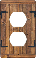 Printed Faux Wood Design Duplex Outlet Cover, 1-Gang Standard Wall Plate, Flat Surface Printing, Polycarbonate Decorative Receptacle Cover