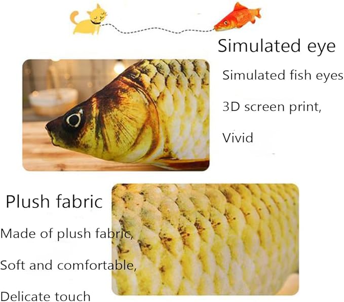 OUKEYI 31-Inch Giant 3D Soft Fish Cushion - Carp Plush Pillow Stuffed Toy for Home Decoration - Kids Throw Pillow and Stuffed Animal Gift