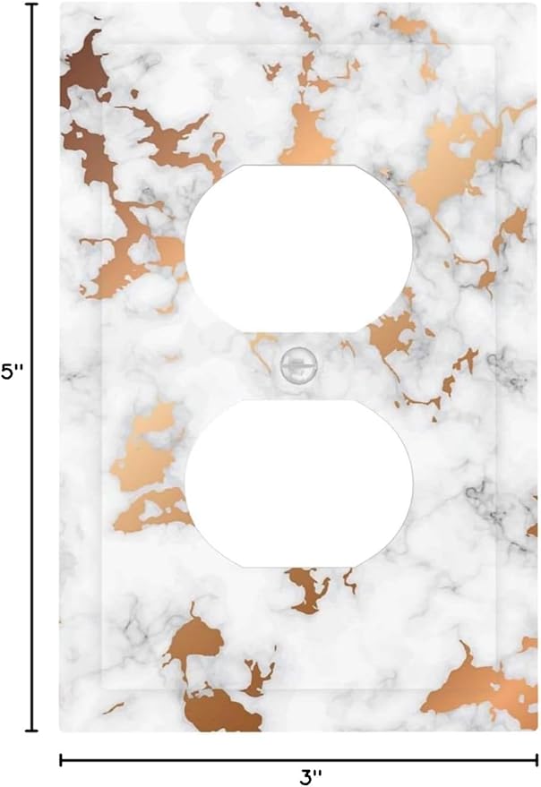 Elegant Golden White Grey Gold Marble Golden Luxury Abstract 1 Gang Single Duplex Wall Plate Receptacle Outlet Cover Modern Crack Ink Texture Electrical Faceplate Switchplate Device Light Switch Cover