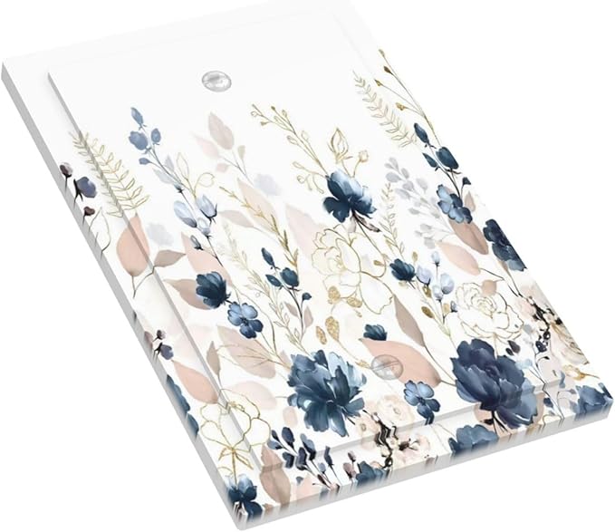 Blue Flora Boho Vintage Flower Golden Leaves Light Switch Cover Plate 1 Gang No Device Blank Electrical Wall Plates Faceplate Decorative Switch Plate Covers for Bedroom Living Room Decor