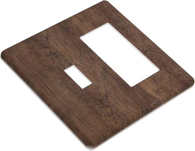 Outlet Covers Rustic Vintage Wood Grain Brown 1 Toggle 1 Rocker Combination Decorative Wall Plate Light Switch Cover Plate Electrical Switch Plates for Farmhouse Cabin Decor