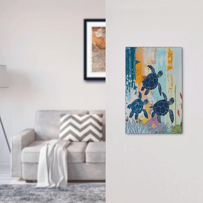 Light Switch Cover Plate Colorful Ocean Sea Turtle Marine Life 1 Gang No Device Blank Electrical Wall Plates Faceplate Decorative Switch Plate for Kids room Bedroom Decor