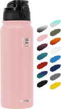Fanhaw 20 oz Insulated Stainless Steel Water Bottle with Anti-Dust Chug Lid, Leakproof Vacuum Metal Bottle for Kids, Women & Men (Pink)