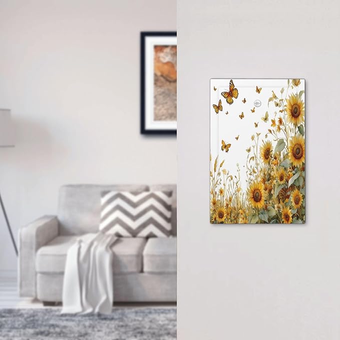 Sunflower Gold Wildflowers Summer Butterfly Light Switch Cover Plate 1 Gang No Device Blank Electrical Wall Plates Faceplate Decorative Switch Plate Covers for Bedroom Living Room Decor