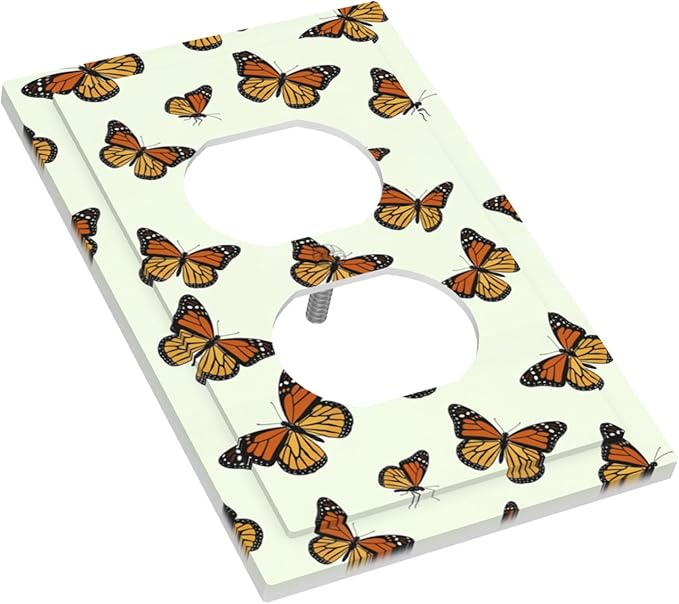 Monarch Butterfly Duplex Wall Plate - 1-Gang Standard US Size Butterfly Migration Outlet Covers, Vibrant Orange Whimsical Garden for Girls Room
