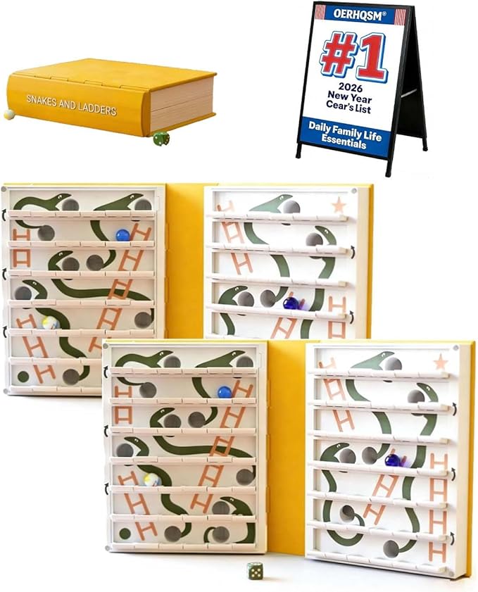 3D Printed Snakes and Ladders Book Toy, Board Games that Look Like Books Design, Classic Strategy Folding Table Game Family Night Travel Toy & Gift for Boys Girls Teens Adults Decoration(2pcs)