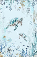 Light Switch Cover Plate Teal Blue Ocean Sea Turtle Seabed Plants 1 Gang No Device Blank Electrical Wall Plates Faceplate Decorative Switch Plate for Bathroom Kids room Decor