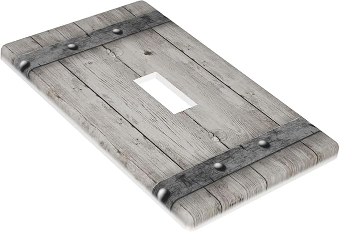 Rustic Cabin Wooden Texture 1-Gang Toggle Light Switch Plate, Gray Vintage Wood Wall Plate for Cabin, Lodge, Farmhouse & Bedroom