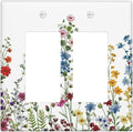 Outlet Covers Colorful Wildflowers Plants Flowers on White Background 2 Gang Light Switch Cover Plate Double Rocker Switch plate Covers Decorative Wall Plates Electrical GFCI Receptacle for Home Decor