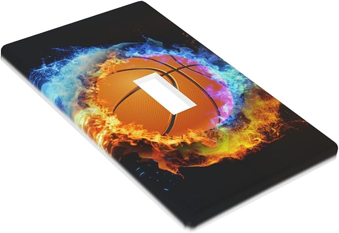 Basketball Light Switch Cover Plates Decorative Single Toggle Wall Plate, 1 Gang Lightswitch Cover