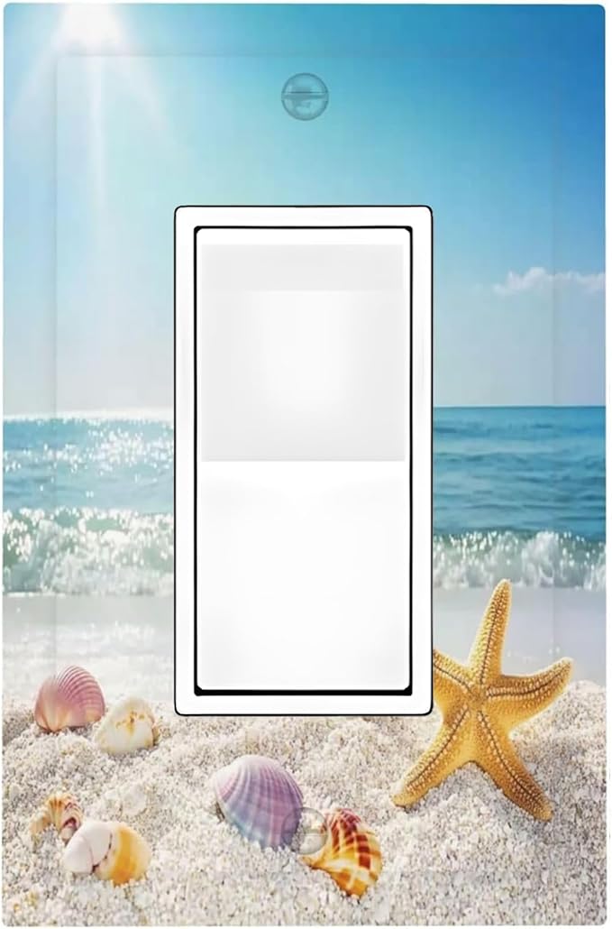 Decorative Outlet Covers Summer Beach Colorful Seashell Starfish 1 Gang Single Rocker Light Switch Cover Plate Wall Plates Gfci Faceplate For Kids Room Nursery Decor