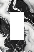Ink Painting Marble Black White Abstract Luxurious Print Decorative Outlet Covers 1 Gang Single Rocker Light Switch Cover Plate Wall Plates GFCI Faceplate for Kitchen Office Decor