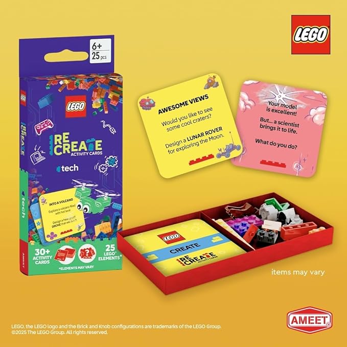 LEGO Recreate Activity Cards – Tech | Build & Play Game with 30+ Activity Cards & 25 LEGO Elements | Ages 6+