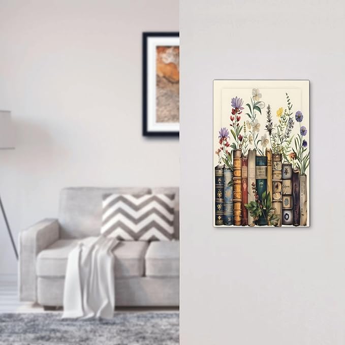 Plant Floral Books Colorful Flower Light Switch Cover Plate 1 Gang No Device Blank Electrical Wall Plates Faceplate Decorative Switch Plate Covers for Kids Room Bedroom Decor