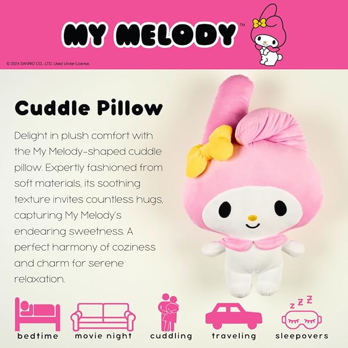 My Melody Sanrio Bedding Super Soft Plush Decorative Throw Cuddle Pillow, (Officially Licensed Product) By Franco Collectibles
