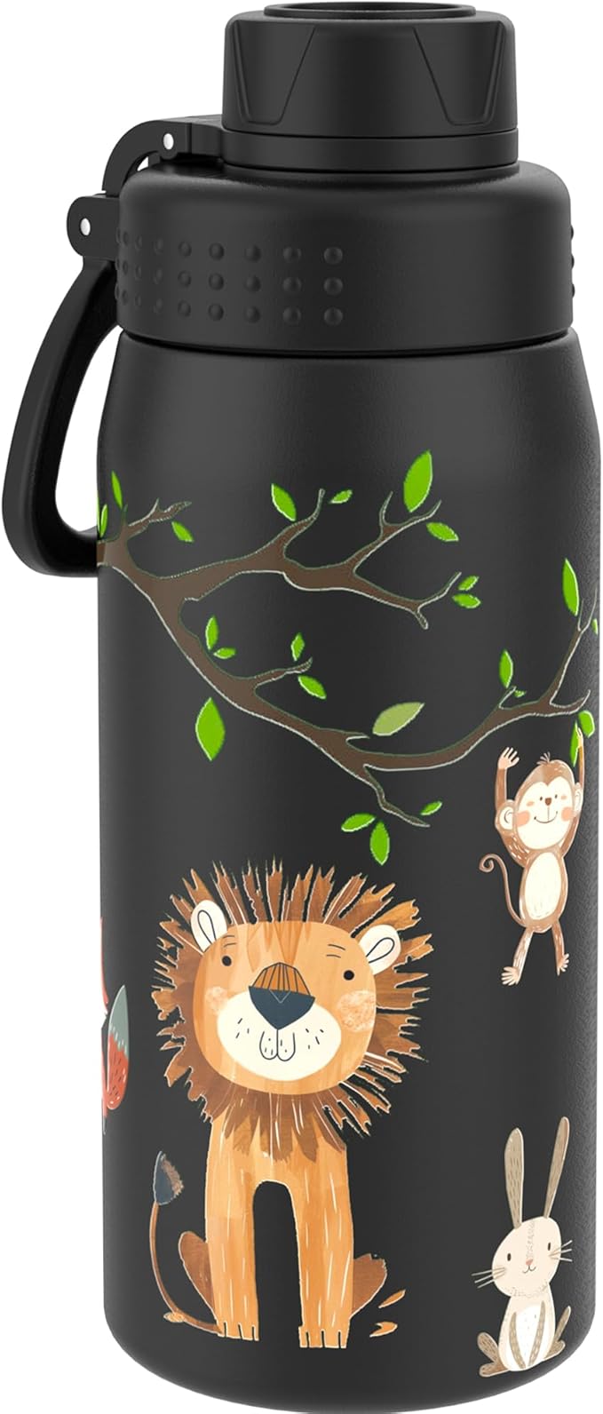 GOPPUS 19oz Kids Water Bottle with Spout Lid, Toddler Water Bottle, Stainless Steel Insulated Water Bottle, Leakproof, BPA Free, Suitable for Boys and Girls for School（Forest Animals）