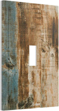Rustic Farmhouse Cabin Barn Fade Brown Wood 1 Gang Light Switch Plate Decorative Single Toggle Wall Plate Cover Electrical Switchplate Faceplate For Old Hardwood Floor Plank Bedroom Room Decorate