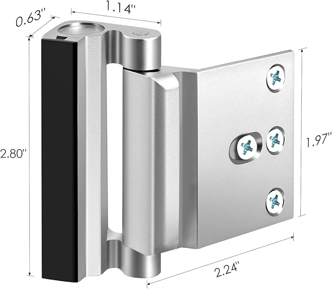 Door Reinforcement Lock for Front Door, Child Proof Safety Latch Withstand 800 Lbs, High Home Security Flip Extra Lock for Inward Swinging Doors Kids Safety Night Guardian, Prevent Unauthorized Entry