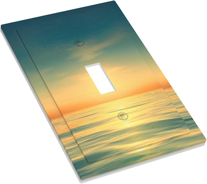 Serene Coastal Sunset 1-Gang Toggle Light Switch Plate, Minimalist Ocean Landscape Design Decorative Wall Plate for Bathroom Decor