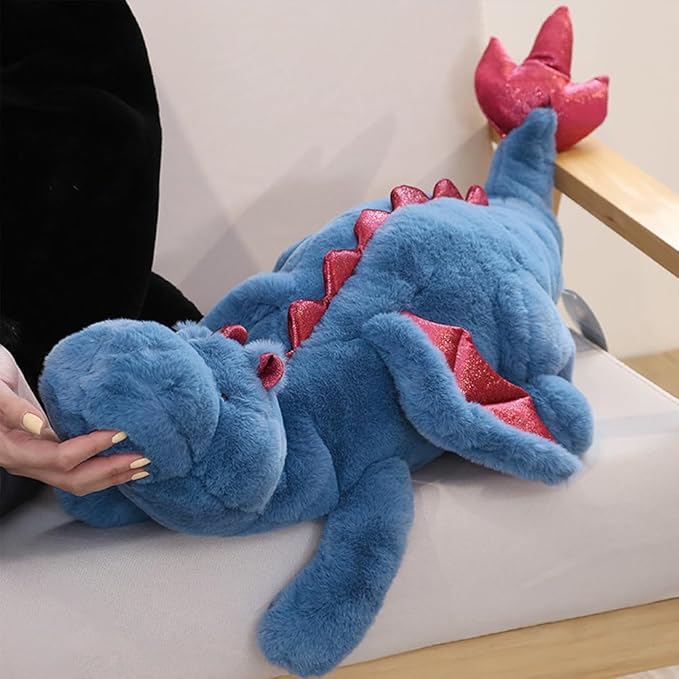 Weighted Dragon Stuffed Animal, Soft and Sturdy Weighted Stuffed Animals for Kids and Adults, Medium Blue Dragon Stuffed Animal(35.4" 5Lbs)