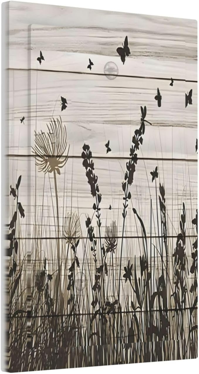 Wildflower Butterfly Grass Dandelion Vintage Wooden Print Light Switch Cover Plate 1 Gang No Device Blank Electrical Wall Plates Faceplate Decorative Switch Plate Covers for Farmhouse Home Decor