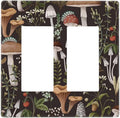 Vintage Boho Hippie Plant Mushroom 2 Gang Double Rocker/Decora Light Switch Cover Decorative Outlet Wall Plate Electrical Faceplate Home Family Art Decor Screwless