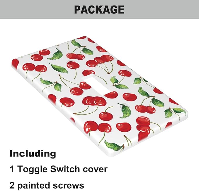 Cherry Fruits 1 Gang Light Switch Cover Red Cherry with Green Leaves Single Toggle Wall Plate Electrical Switchplate Decorative Faceplate for Home & Office 4.5 x 2.76 Inch