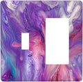 Liquid Marble Modern Abstract Texture Abstract Purple Paint Wall Art Outlet Covers 1 Toggle 1 Rocker Combination Electrical Switch Plates Light Switch Cover Plate Decorative Wall Plate for Living Room