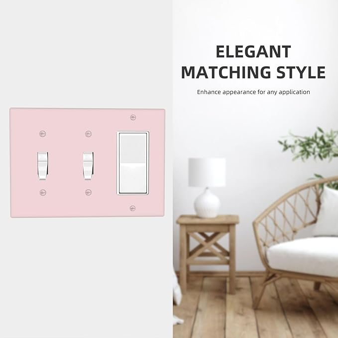 Rose Purple Pink 3 Gang 2 Toggle 1 Rocker/GFCI/Decorator Combination Light Switch Plate Decorative Triple Toggle Wall Plate Cover Electrical Switch Face Plate