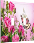 Floral Pink Roses Butterfly Flowers Bouquet Blossom Love Romance Petal 2 Gang Double Toggle Light Switch Cover Decorative Wall Plate Faceplate Butterfly Floral Girls Bathroom Home Living Room Decor