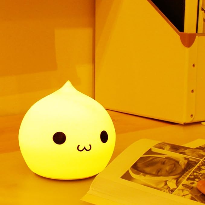 Portable Silicone LED Cartoon Night Light for Kids USB Rechargeable, Warm/White Light, 7-Color Changeable Light, Cute Children Night Lamp for Baby, Bedroom and Nursery (Water Drop)