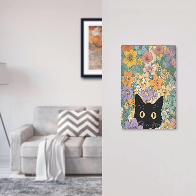 Light Switch Cover Plate Funny Cute Cartoon Cat Floral Colorful Flower 1 Gang No Device Blank Electrical Wall Plates Faceplate Decorative Switch Plate For Kids Room Nursery Decor