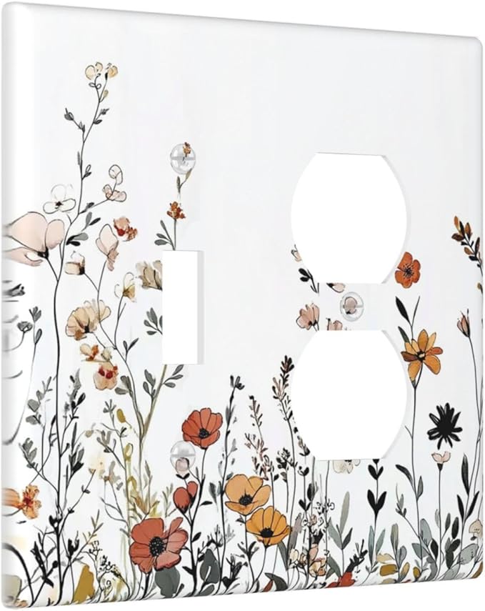Wallplates Vintage Wildflower Colorful Plants Floral 1 Toggle 1 Duplex Switch Plate Electrical Gfci Faceplate Decorative Light Switch Covers For Bed Room Living Room Decor