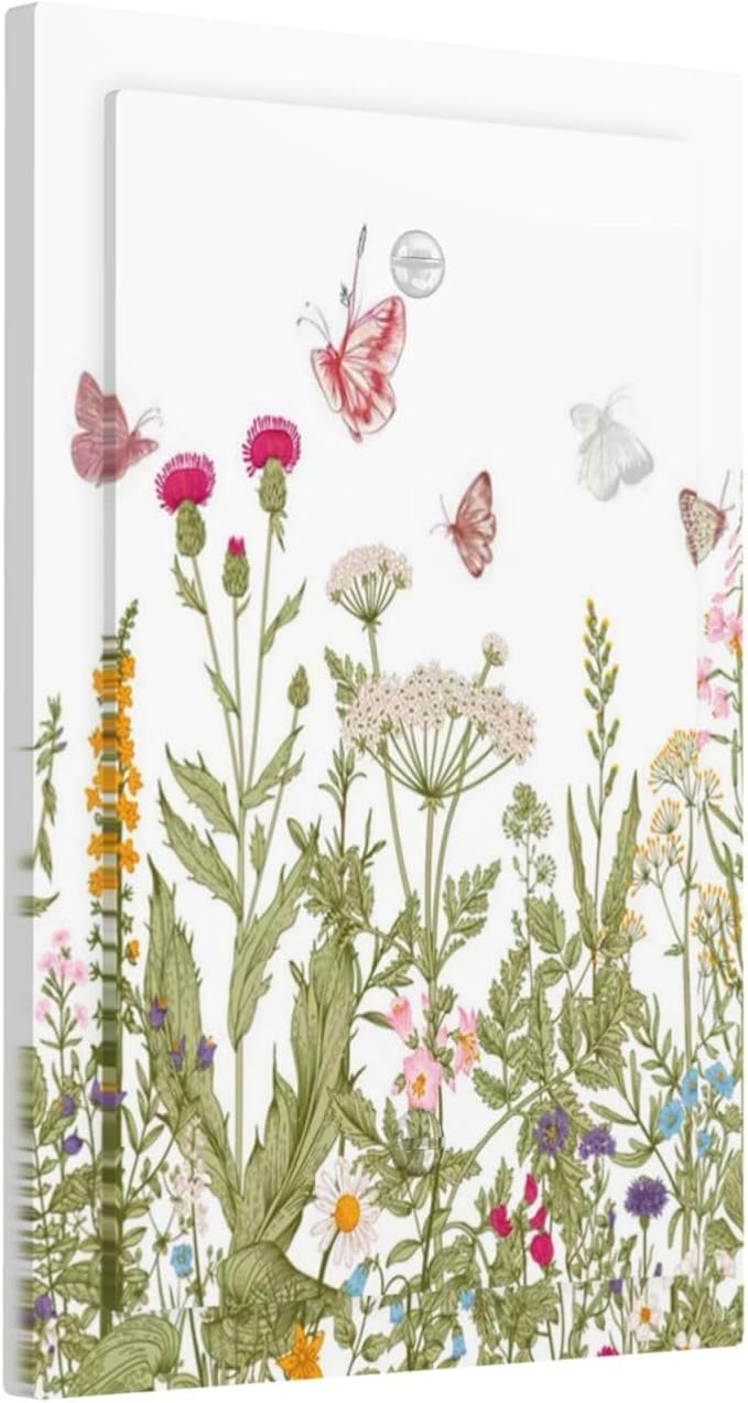 Colorful Butterfly Floral Plants Flower Vine Light Switch Cover Plate 1 Gang No Device Blank Electrical Wall Plates Faceplate Decorative Switch Plate for Bed Room Living Room Decor